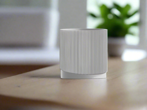 Mid-Century Ribbed Planter with Drainage and Saucer in Multiple Colors, 3D Printed Planter with Unique Modern Design, Lightweight, Wave