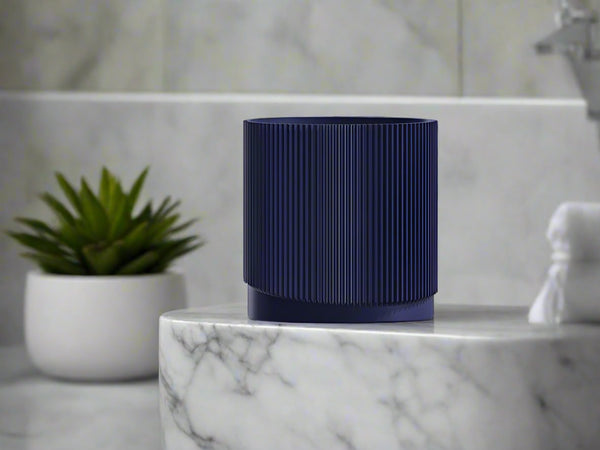 Mid-Century Ribbed Planter with Drainage and Saucer in Multiple Colors, 3D Printed Planter with Unique Modern Design, Lightweight, Wave