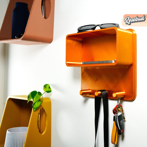 Floating Wall Shelf, Magnetic Key Holder