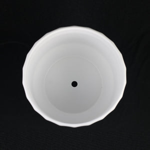 3-Piece White Stoneware Planter Set with Fluted Design