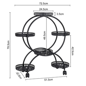 DecorBites™ 4-Wheel Plant Stand with 6 Pots