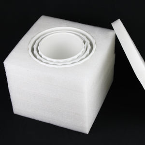3-Piece White Stoneware Planter Set with Fluted Design