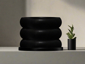 Ribbed Bubble Plant Pot With Drainage and Saucer