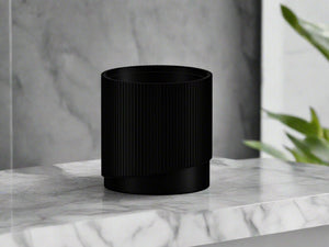 Mid-Century Ribbed Planter with Drainage and Saucer in Multiple Colors, 3D Printed Planter with Unique Modern Design, Lightweight, Wave