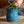 Ceramic Plant Pot with Rubber Liner - River Blue